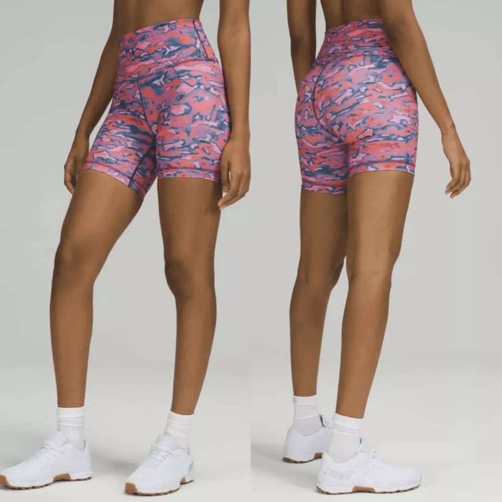 Lululemon Wunder Train High-Rise Short 6" Chroma Clash Multi Pink Women's Size 2 - Picture 1 of 10